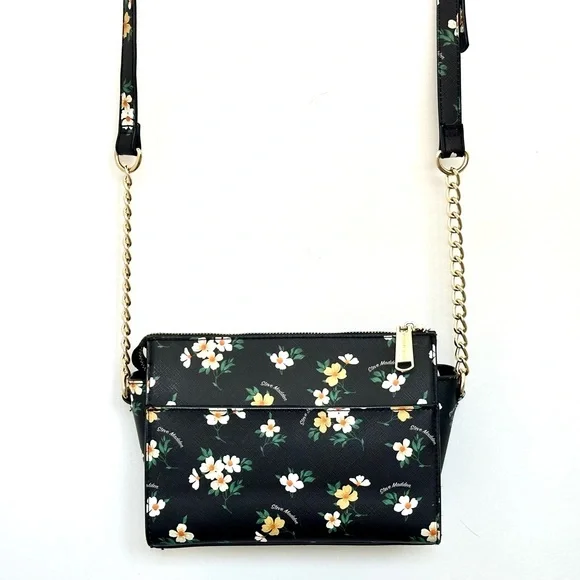 Steve Madden Blexi Structured Crossbody Bag in Black Floral Pattern - Picture 2 of 15